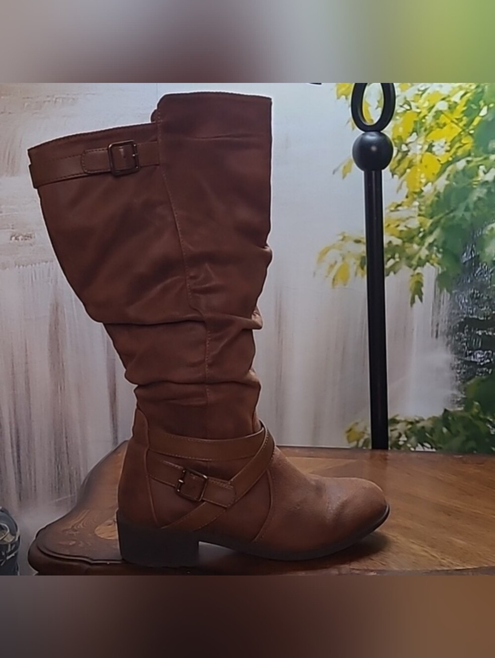 St Johns Bay Debra Womens 9 Wide calf brown suede tall riding boot